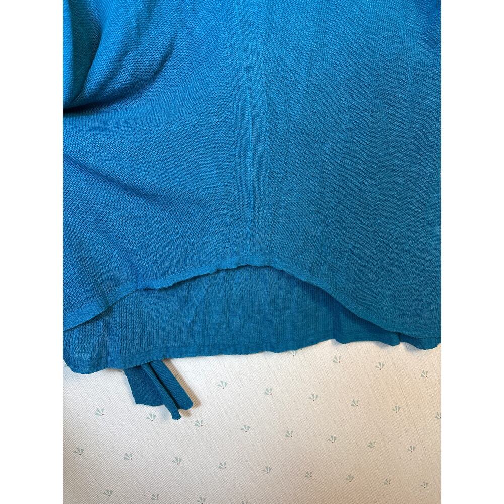 Eileen Fisher Organic Linen Blend Sweater Medium Teal Relaxed Lagenlook Minimal - Picture 4 of 7